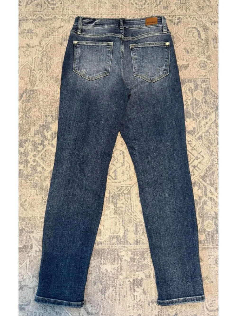 Judy Blue Boyfriend Fit Medium Wash Distressed Mid Rise Jeans 3/26 Stretch Boho